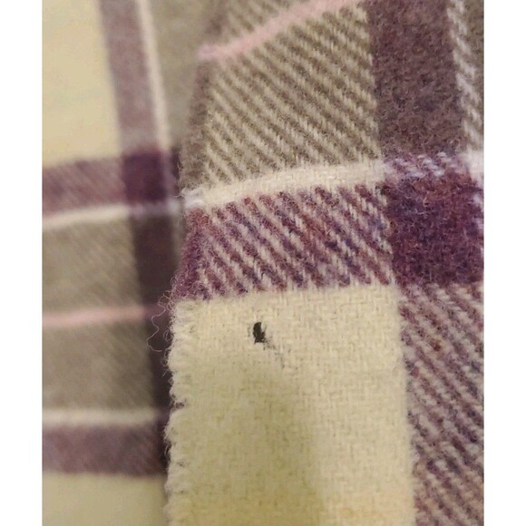 Barbour Scarf Mens One Size Green Purple Tartan Plaid 100% Lambswool Scotland - Picture 5 of 8